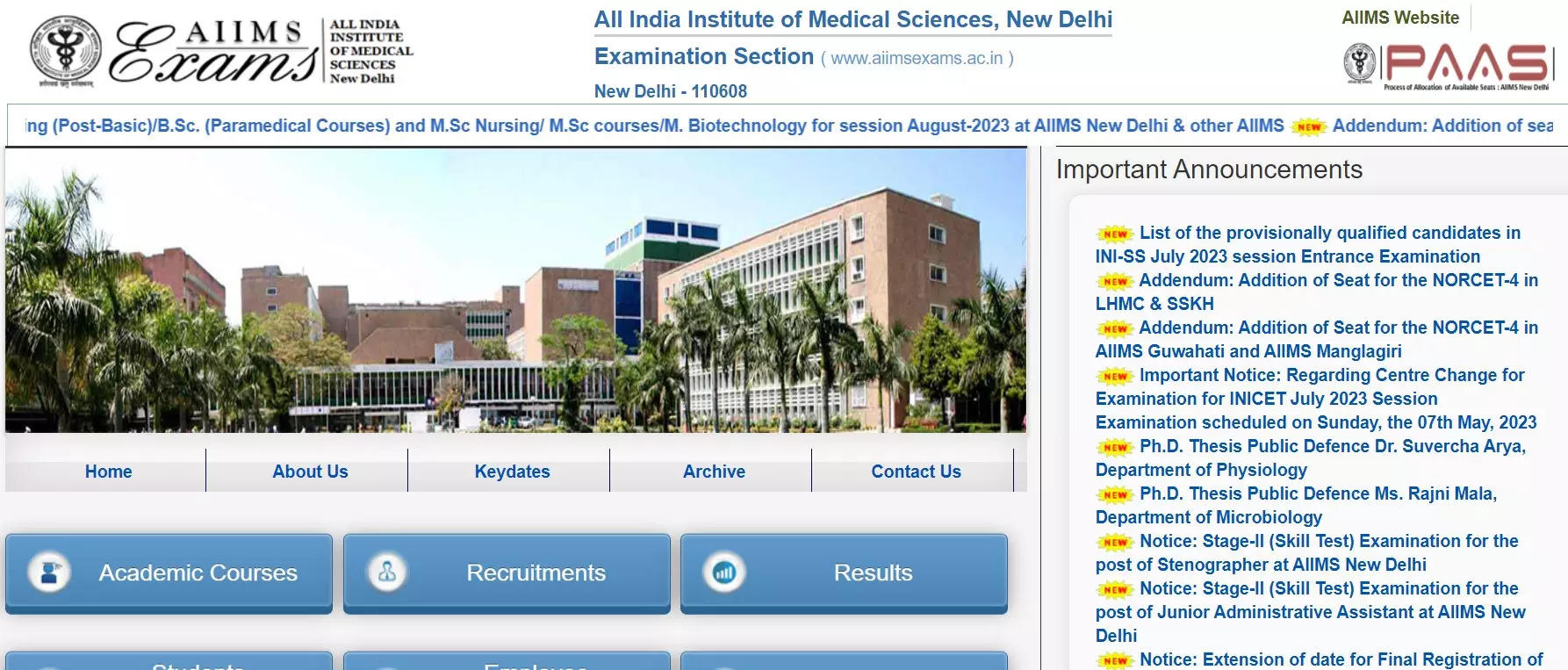 Important examination. Candidate Results website. All Medical Science Institute. 2020 Results.