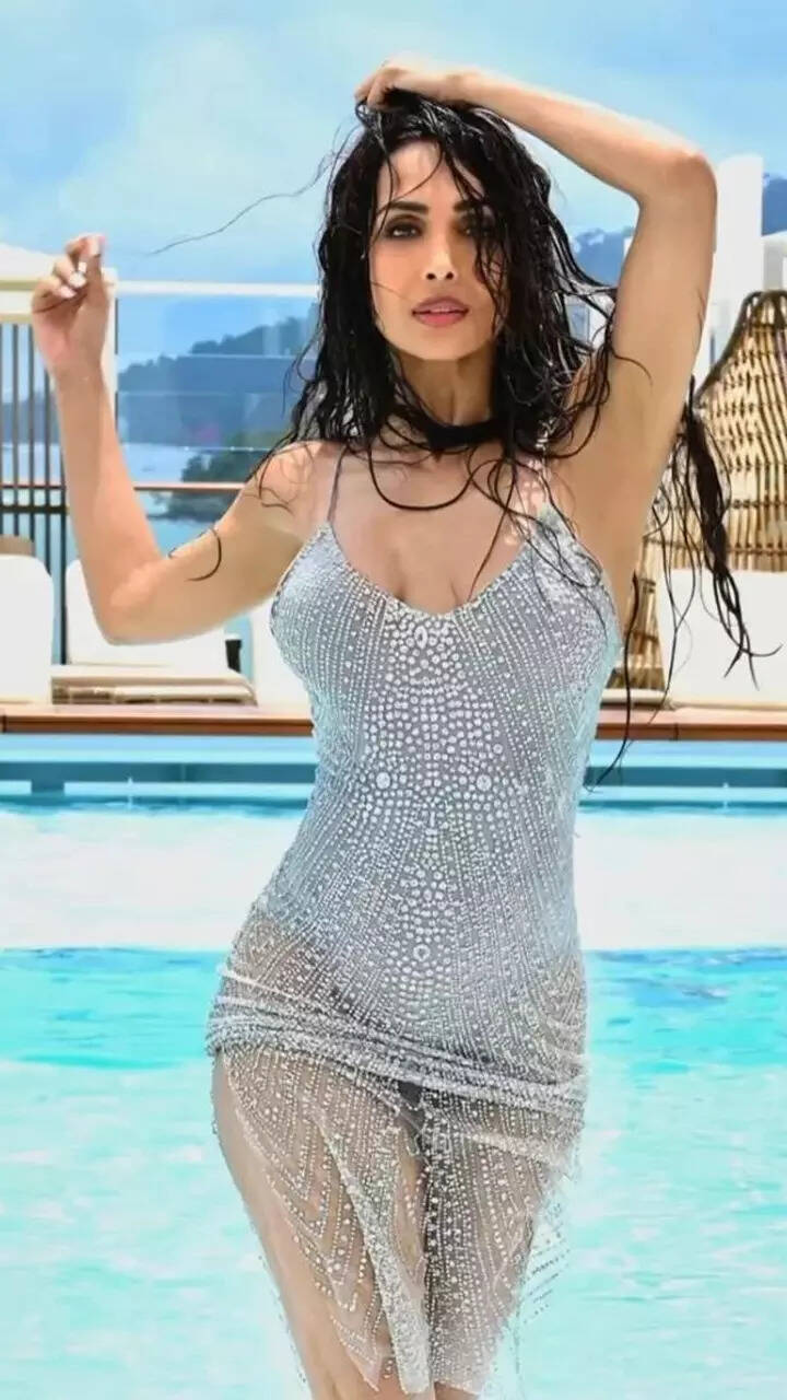 Malaika Arora raises temperatures in grey monokini and shimmery sheer slip