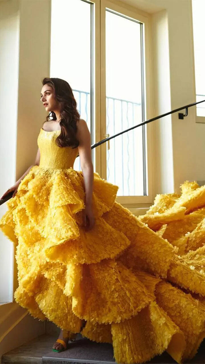 ​Cannes 2023: Aditi Rao Hydari radiates effortless style in yellow ruffled ballgown​