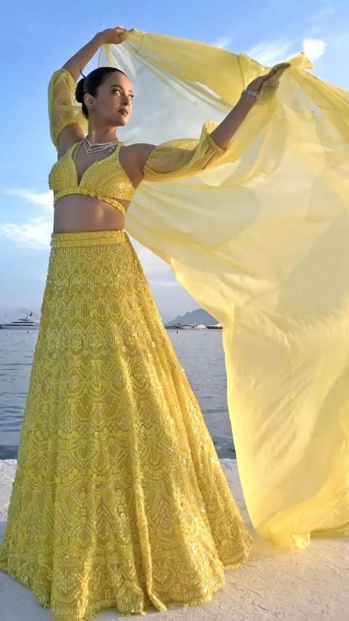 Surveen Chawla radiates elegance in yellow lehenga at Cannes