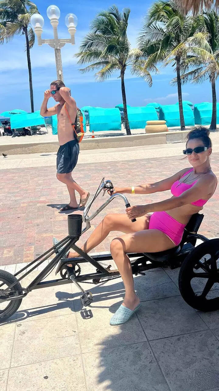 Nia Sharma raises the temperature while chilling like a villain at Miami beach