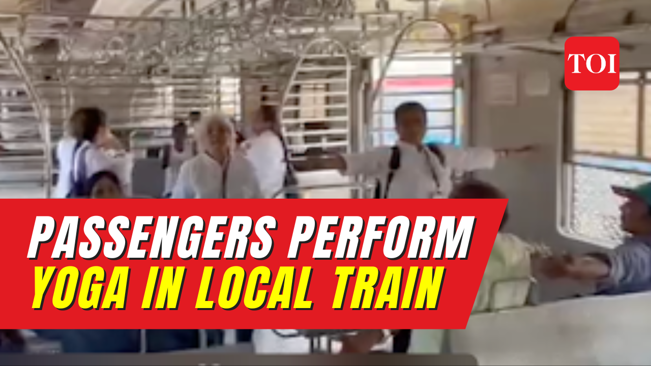 Unique celebration: Passengers participate in Yoga on Mumbai's local ...