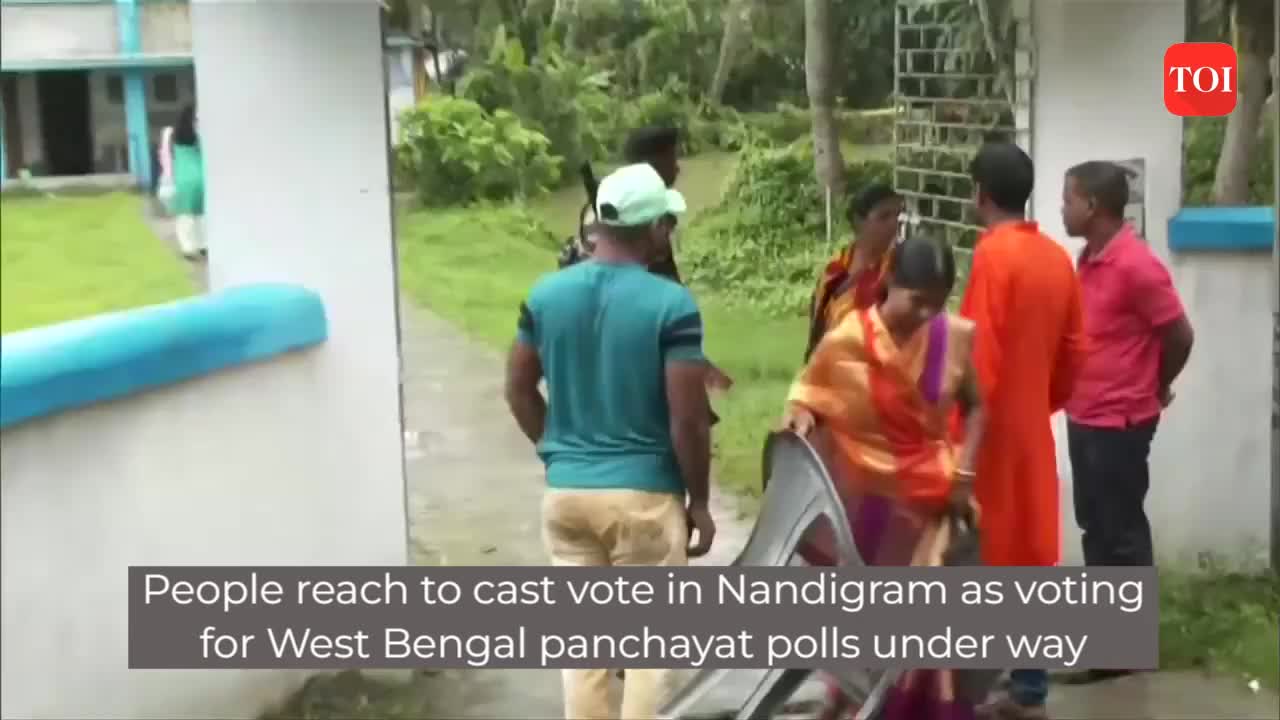 People reach to cast vote in Nandigram as voting for West Bengal panchayat polls under way