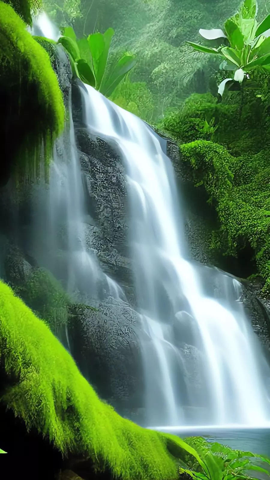 Green valley waterfall HD wallpaper download