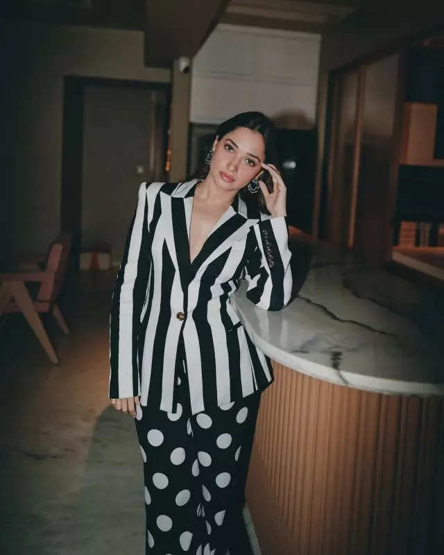 Tamannaah Bhatia spells monochrome magic with her look in stylish pantsuit, see pictures
