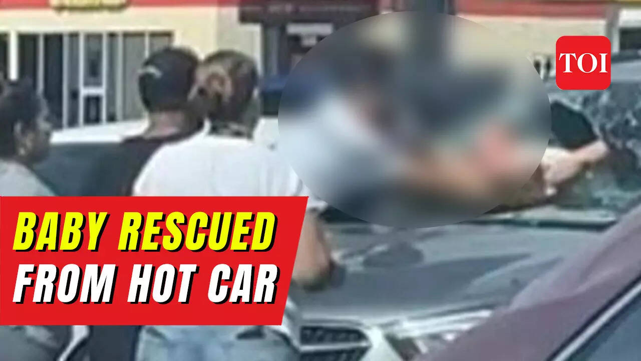 Watch: Father smashes windscreen to save baby from locked car in Texas heat