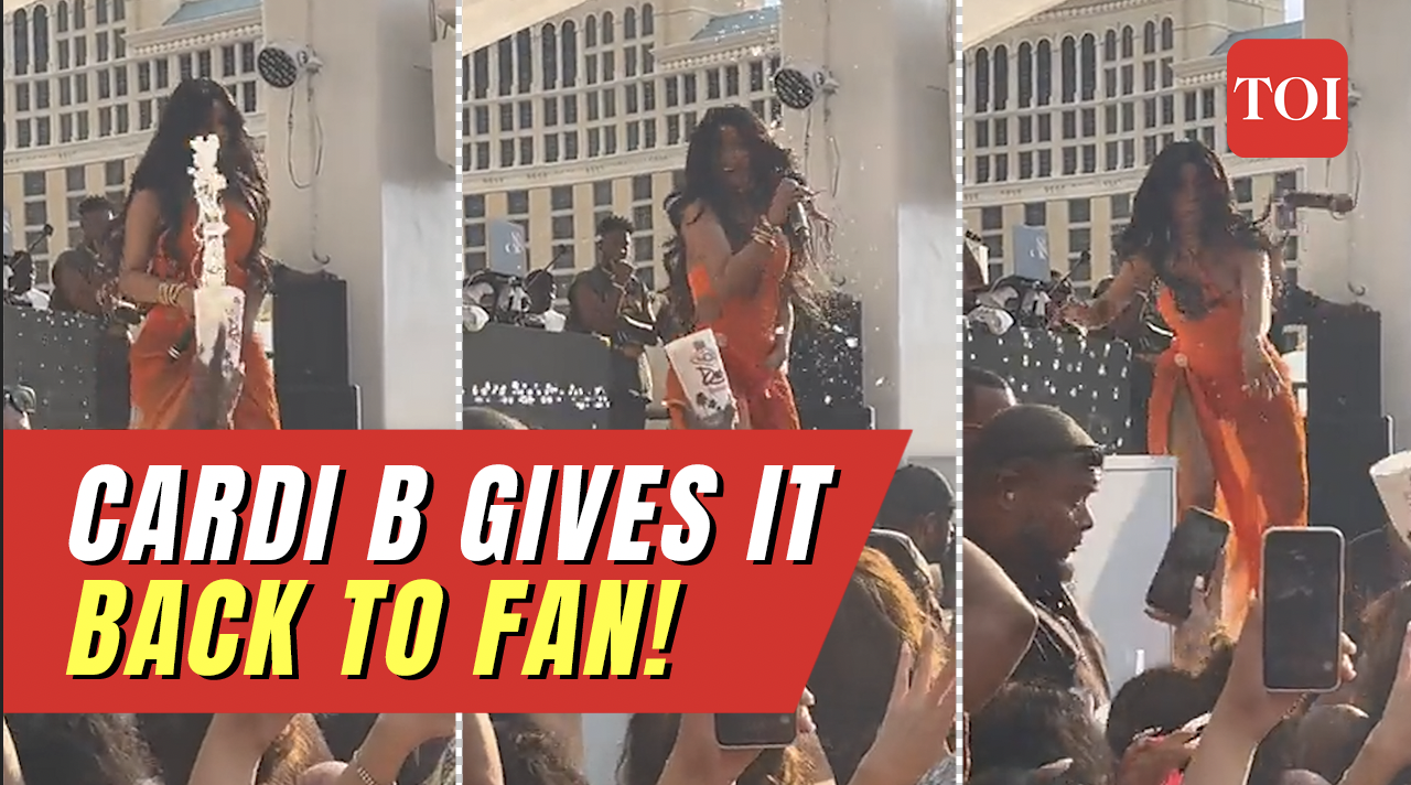 Viral video: Rapper Cardi B flings microphone at fan who threw drink at her