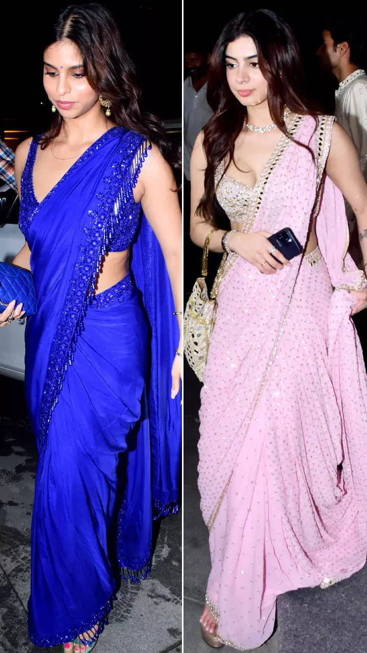 Suhana Khan channels her inner Deepika Padukone from YJHD in an electric blue  saree