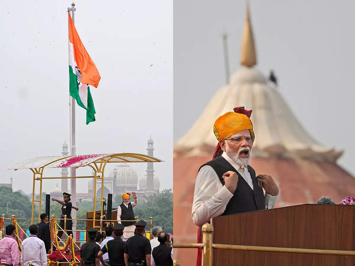 Prime Minister Narendra Modi hoists National Flag at Red Fort on 77th Independence Day
