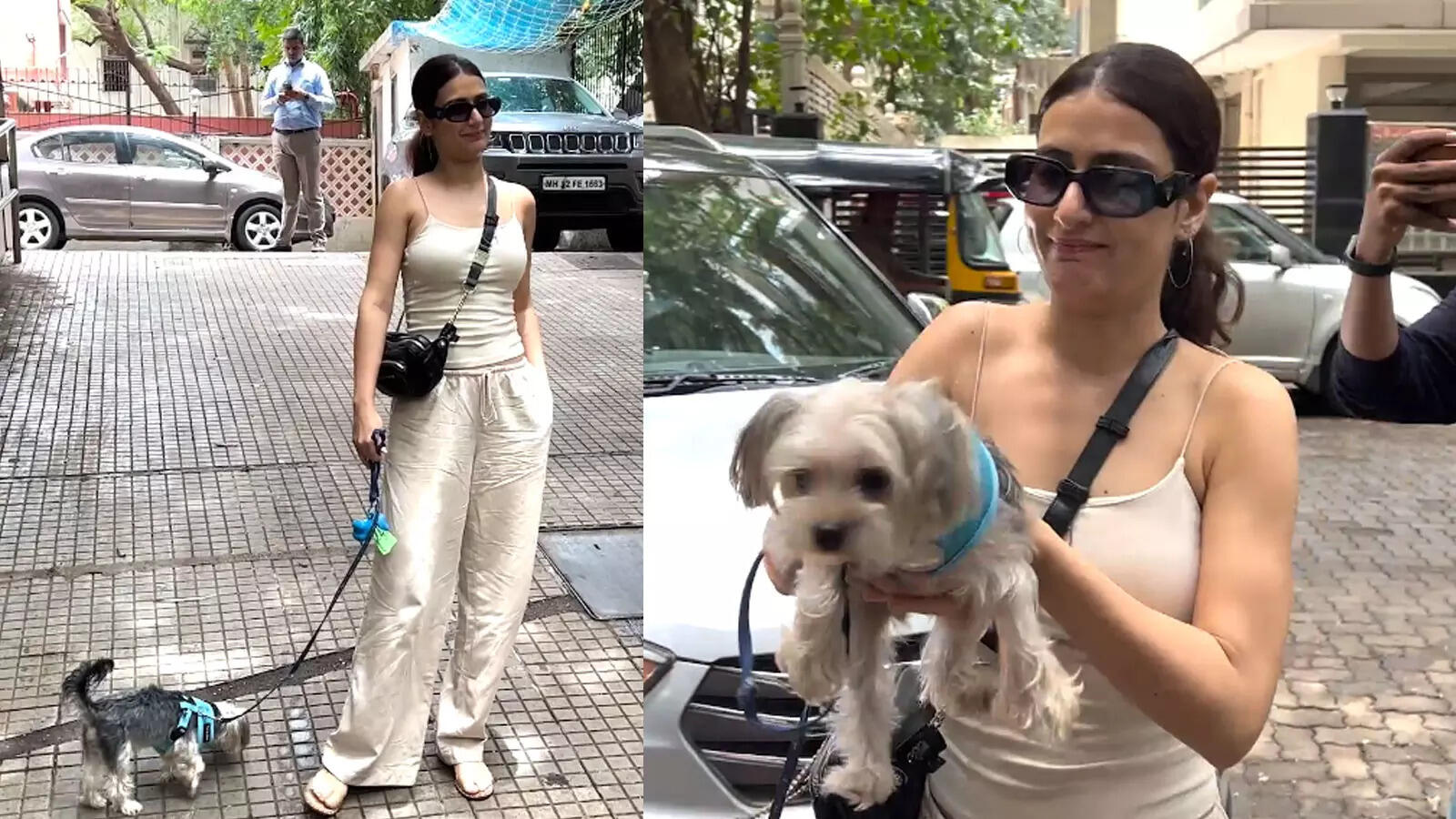 Fatima Sana Shaikh poses with her furry friend flaunting her chic look