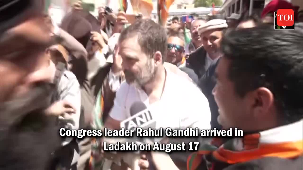 Watch: Rahul Gandhi arrives in Ladakh for a two-day visit, receives ...