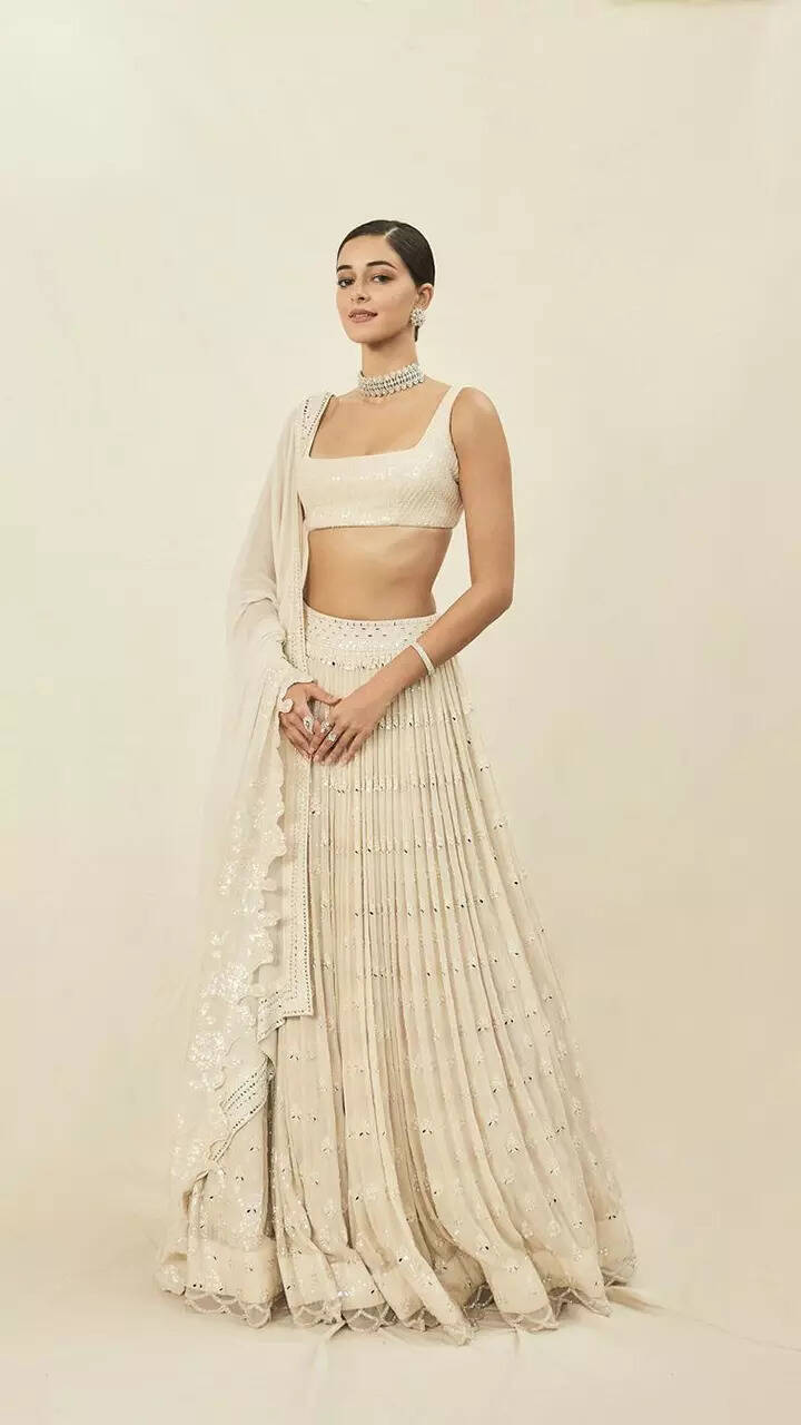 Ananya Panday looks dreamy in a white lehenga set