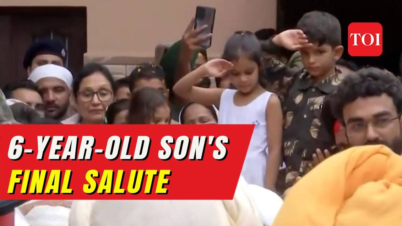 Anantnag Encounter Six Year Old Sons Final Salute To His Father