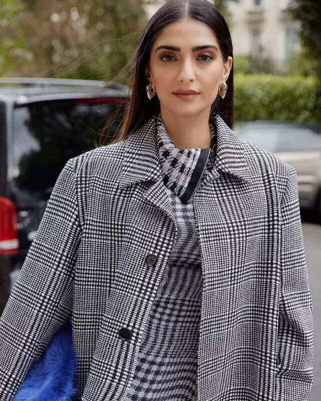 Sonam Kapoor exudes sophistication in a classy checkered Burberry ensemble, see pictures
