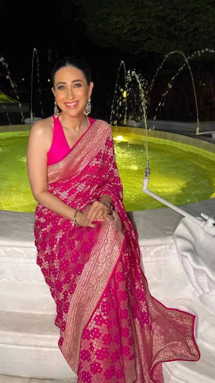 Karisma Kapoor elevates ethnic charm in pink benarasi saree