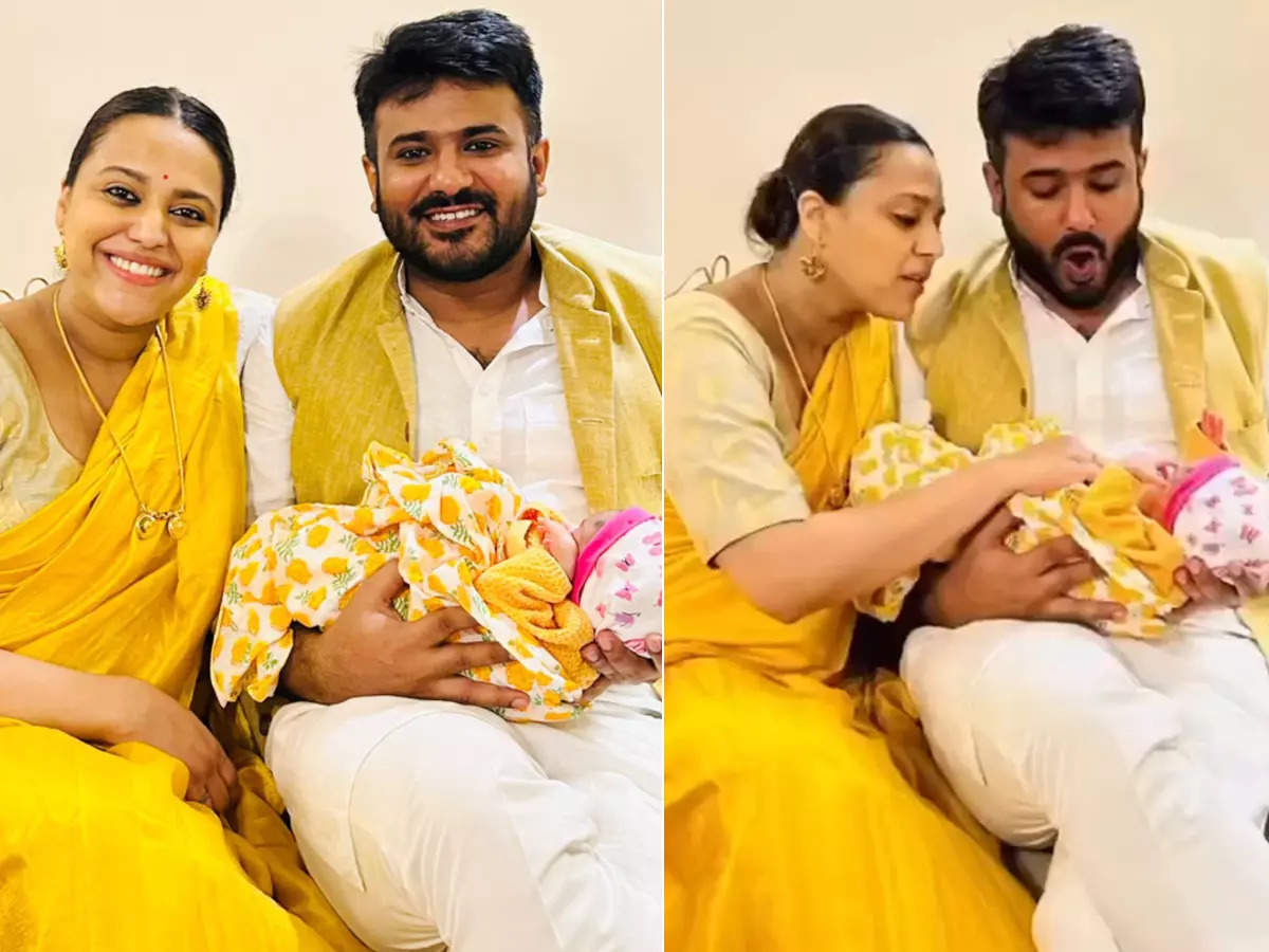 Adorable pictures of Swara Bhasker and Fahad Ahmad with their baby girl Raabiyaa from her 'chatthi' ceremony