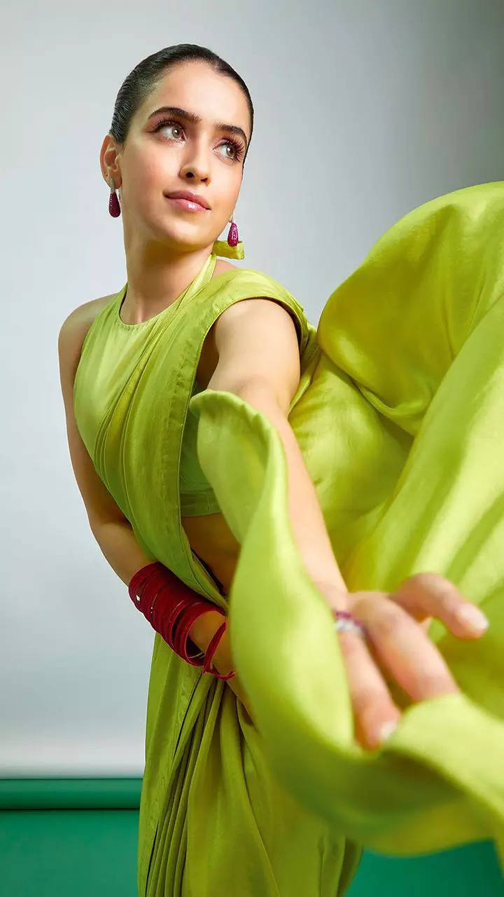 Sanya Malhotra dazzles in a striking lime green saree