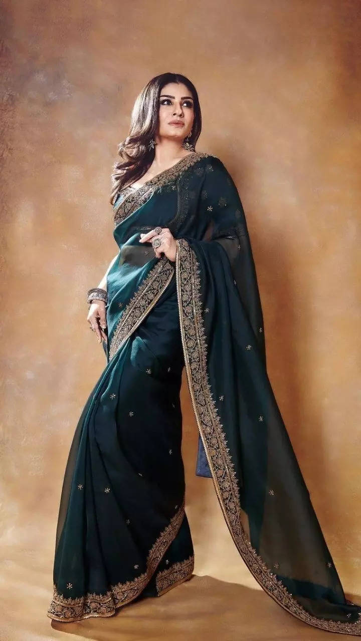 Raveena Tandon's Elegant Sarees For Karva Chauth 2023