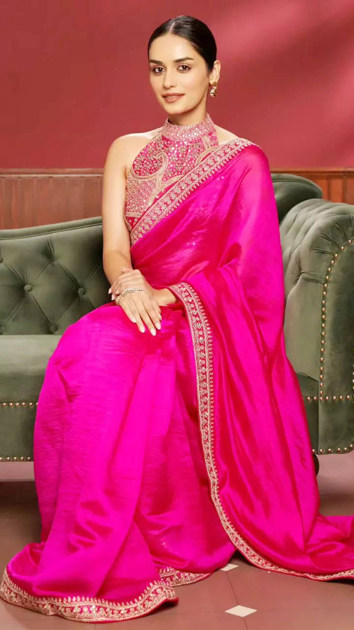 Manushi Chhillar serves a captivating festive look in Rani pink saree and  backless blouse