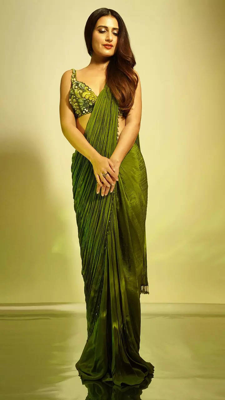 Fatima Sana Shaikh stuns in a basic green saree with embellished bustier