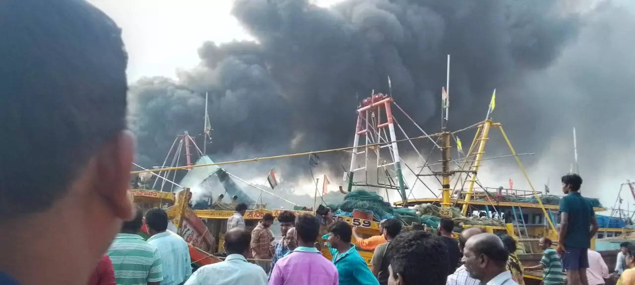 Massive Fire Breaks Out At Visakhapatnam Fishing Harbour