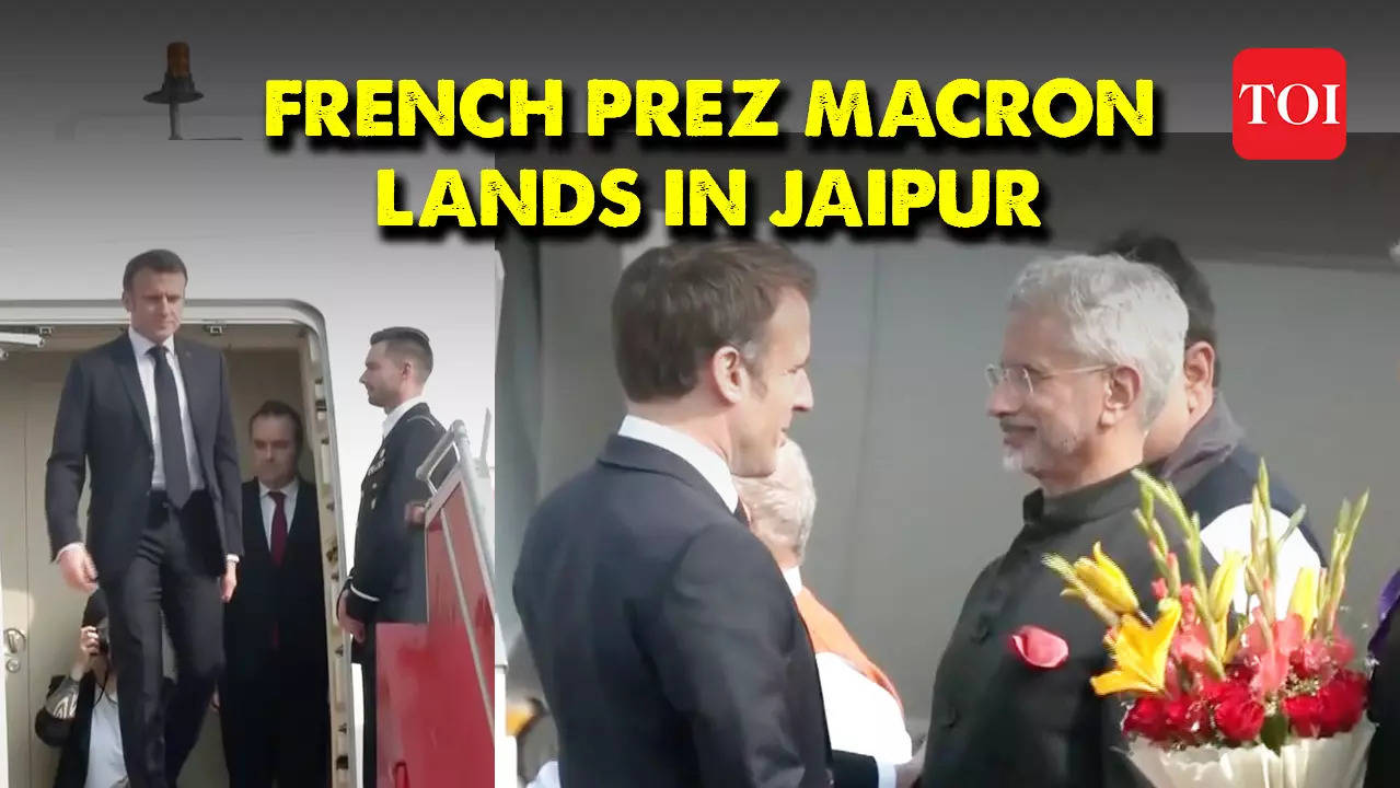 French President Emmanuel Macron R Day Chief Guest Arrives In Jaipur