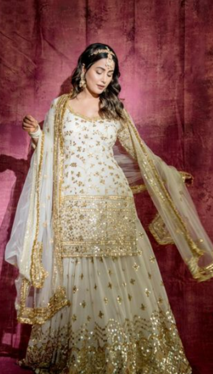 slim fit dress slacks White Jacquard Embroidery Sharara Suit Set – Seerat Ethnic