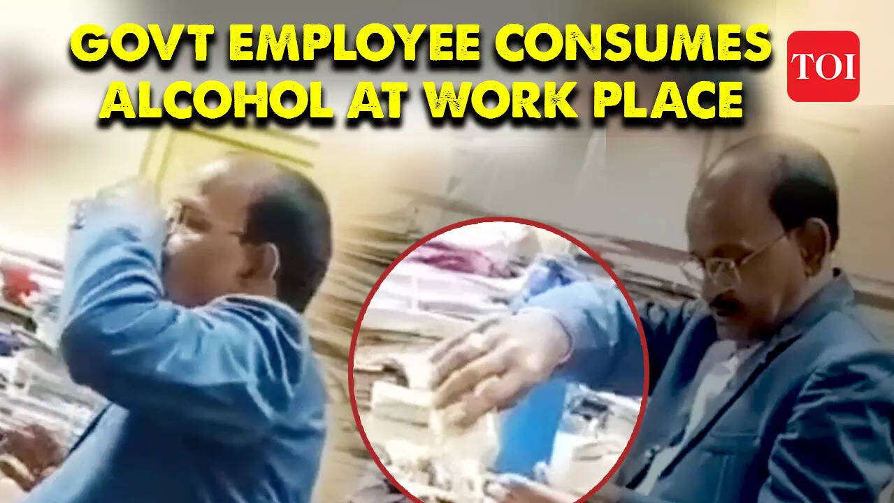 On cam: Govt employee consumes alcohol at work place in MP's Singrauli