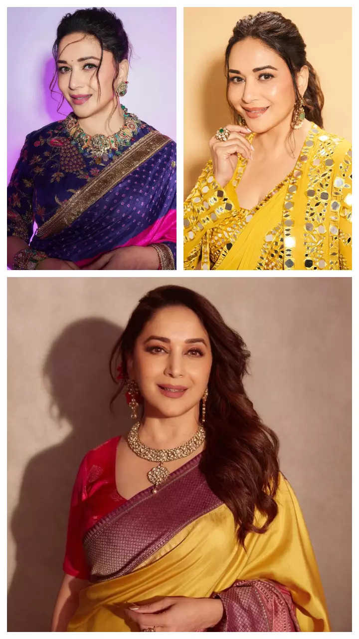 Madhuri Dixit looks like a ray of sunshine in a yellow mirror work