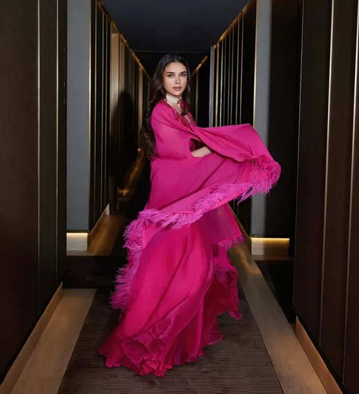 Aditi Rao Hydari looks like a modern-day Maharani in pink chiffon sharara set, see pictures