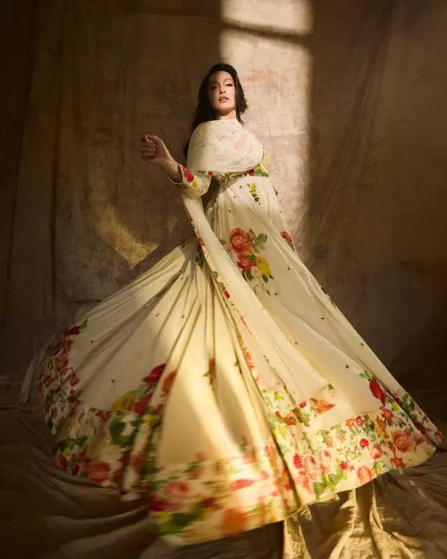 Nora Fatehi casts a spell of elegance in floral anarkali suit, dreamy pictures will leave you awestruck