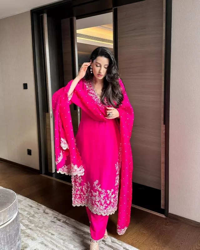 Nora Fatehi casts a spell of elegance in floral anarkali suit, dreamy pictures will leave you awestruck