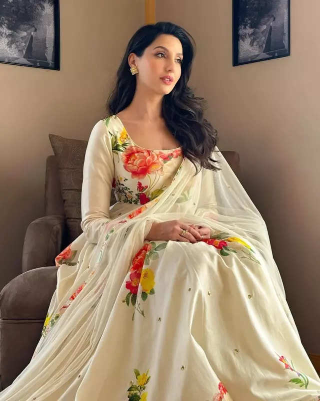 Nora Fatehi casts a spell of elegance in floral anarkali suit, dreamy pictures will leave you awestruck