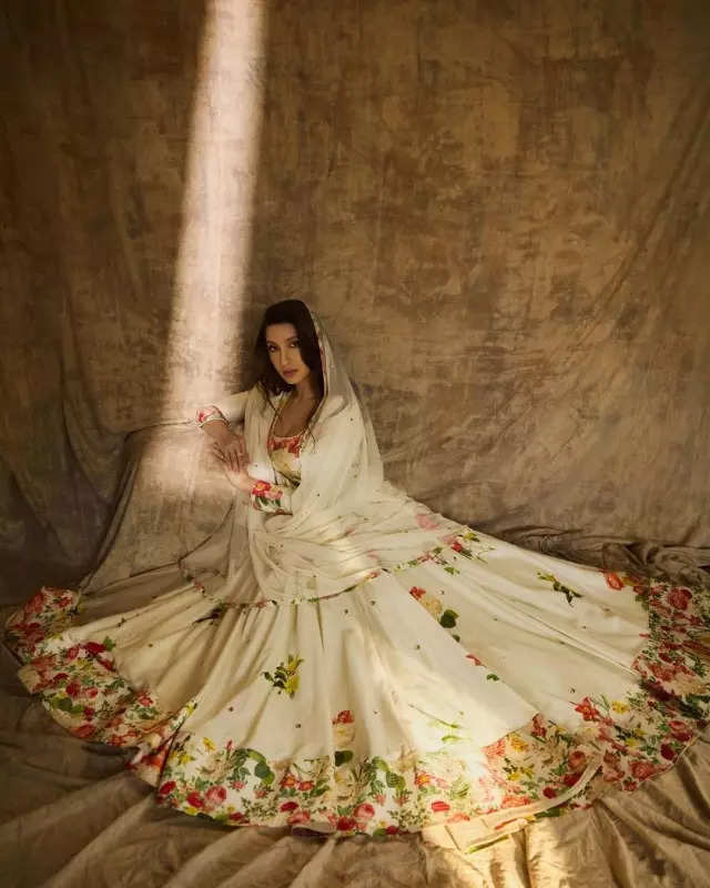 Nora Fatehi casts a spell of elegance in floral anarkali suit, dreamy pictures will leave you awestruck