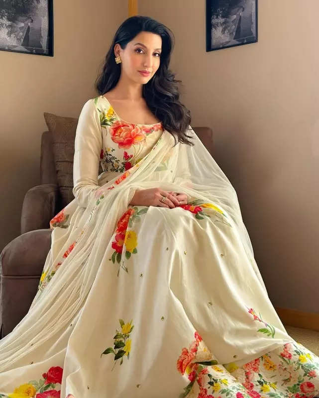 Nora Fatehi casts a spell of elegance in floral anarkali suit, dreamy pictures will leave you awestruck