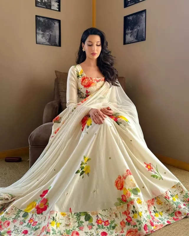 Nora Fatehi casts a spell of elegance in floral anarkali suit, dreamy pictures will leave you awestruck