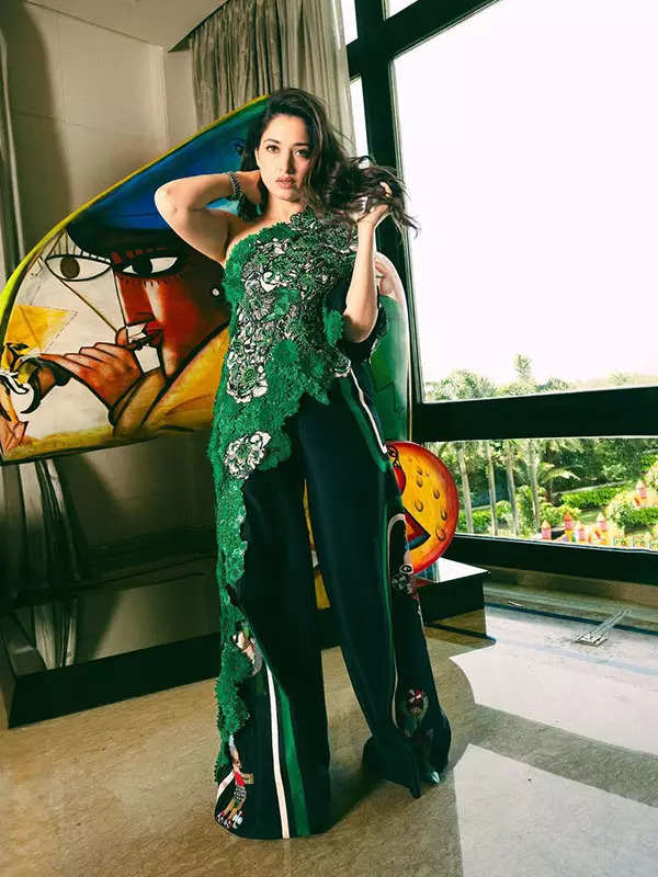 Tamannaah Bhatia shows a stylish fusion of sculpted elegance and sparkling crystals in Gaurav Gupta's cosmic gown, see pictures