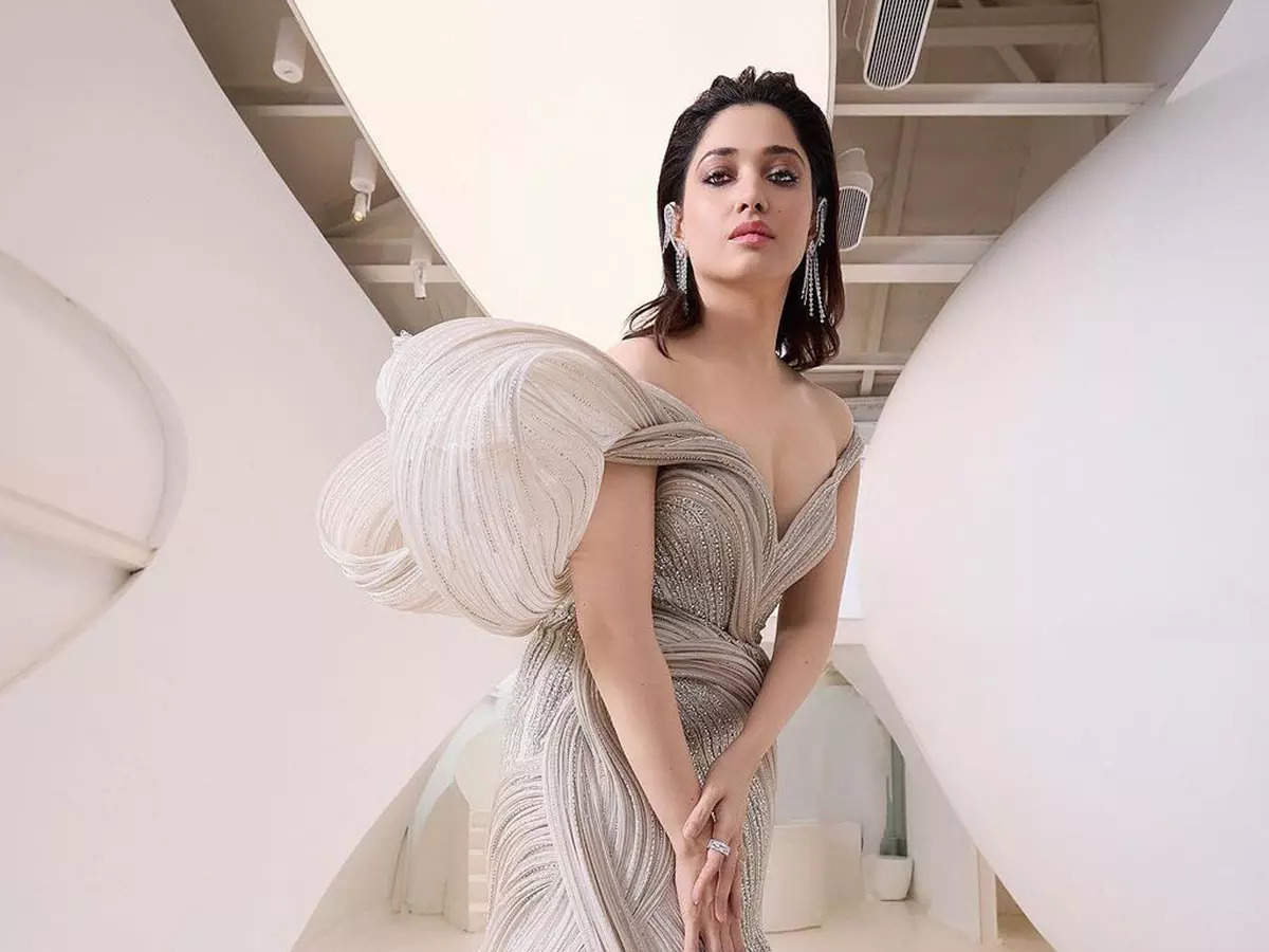 Tamannaah Bhatia shows a stylish fusion of sculpted elegance and sparkling crystals in Gaurav Gupta's cosmic gown, see pictures
