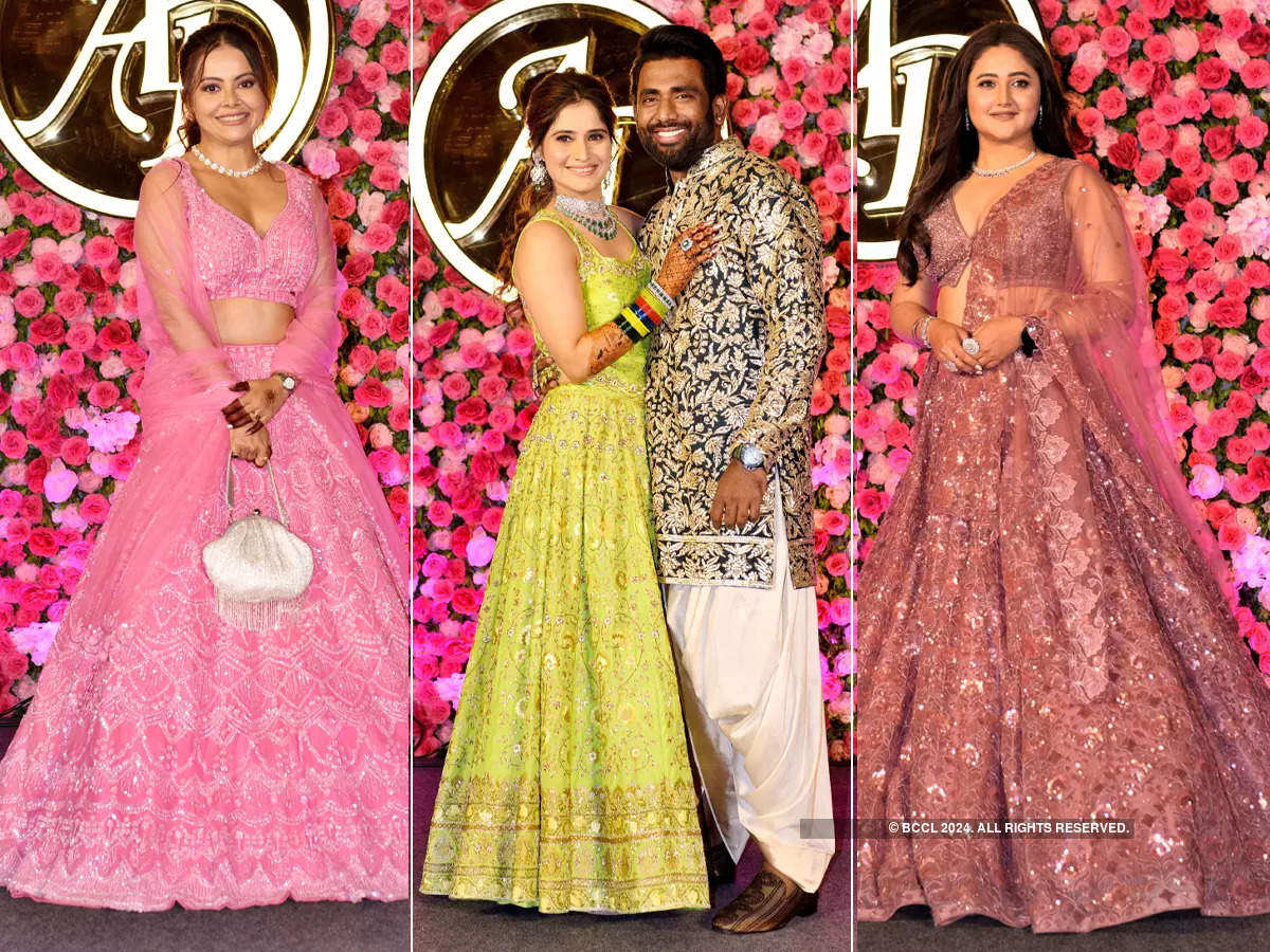 From stunning dance performances to TV stars arriving in style, inside pictures from Arti Singh and Dipak Chauhan’s sangeet ceremony