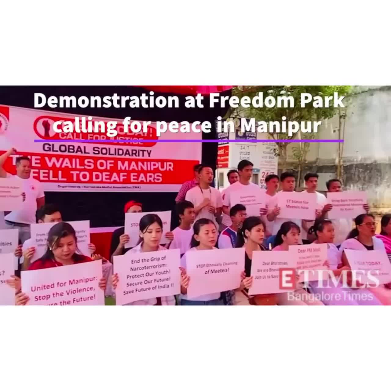 A demonstration was held at Freedom Park condemning violence in Manipur