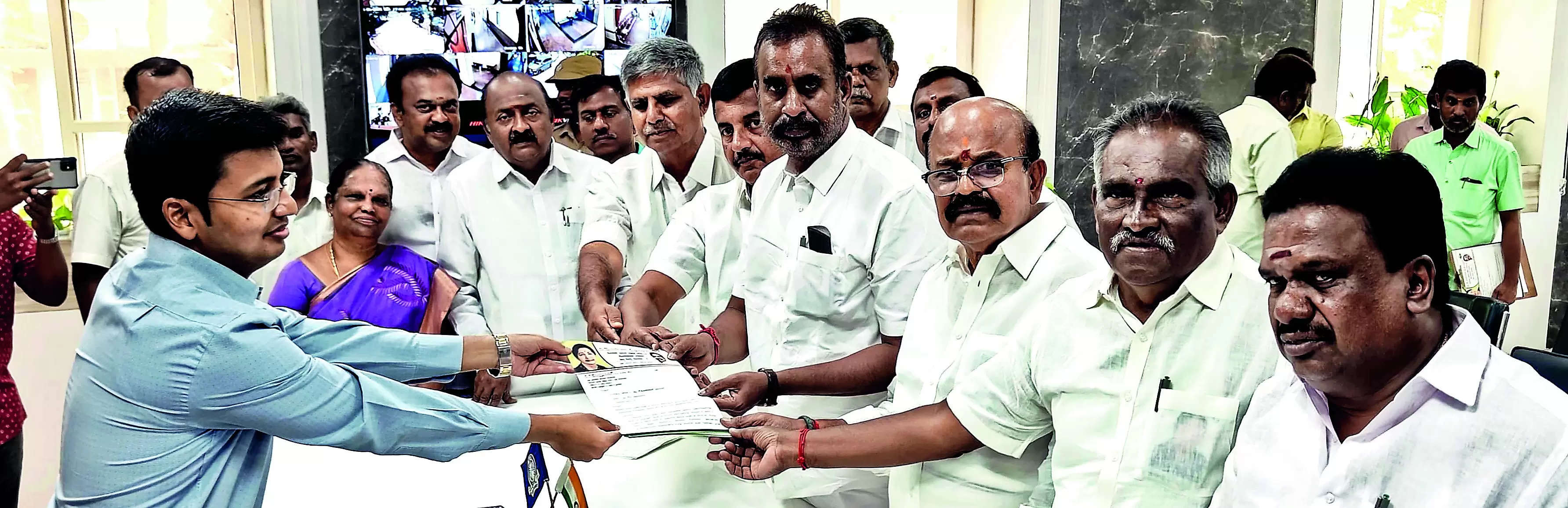 AIADMK MLAs petition collector to address water shortage in city