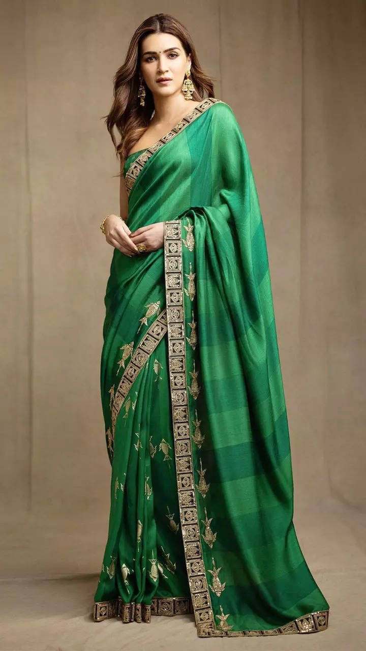 Kriti Sanon's green saree look serves ethnic fashion inspiration and  redefines elegance | Times of India