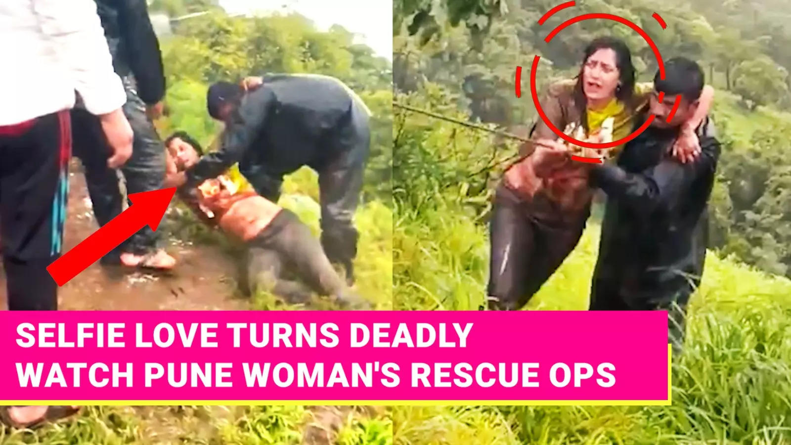 Pune Woman Falls Into Borne Ghat Gorge During Selfie: Rescue Video Sparks Public Outcry