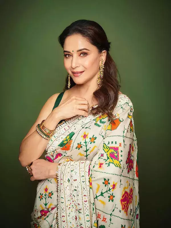 In Pics: Madhuri Dixit's unmissable elegance shines in a white Patola saree