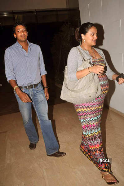 Pregnant Lara Dutta With Husband Mahesh Bhupathi During Farah Khan's B ...