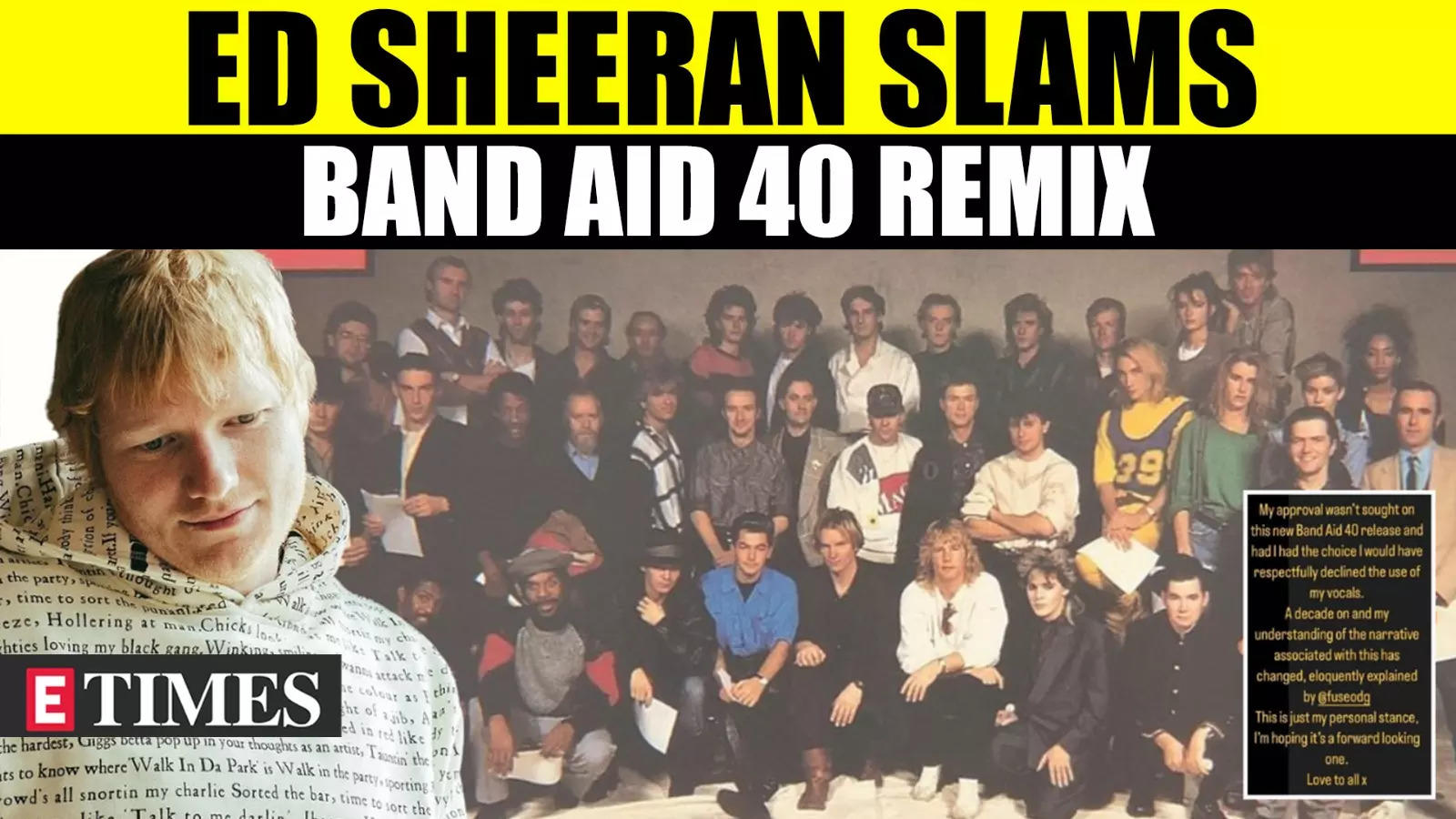 Ed Sheeran Outraged Over Band Aid 40 Remix | Claims Unauthorized Use Of His Voice; WATCH