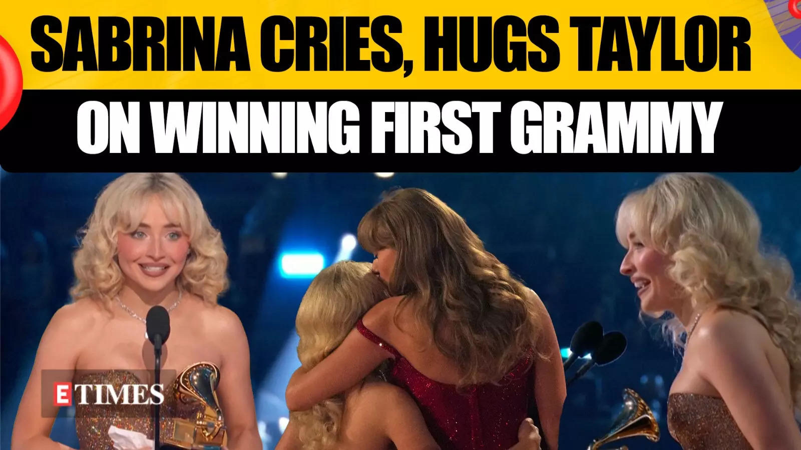 Sabrina Carpenter Holds Back Tears On Emotional First Grammy Win, Hugs Taylor Swift | WATCH