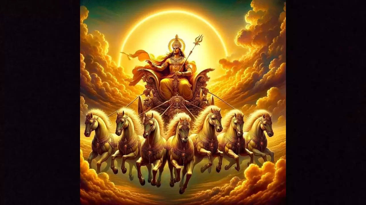 What are the names of the 7 horses of Surya dev and what do they represent