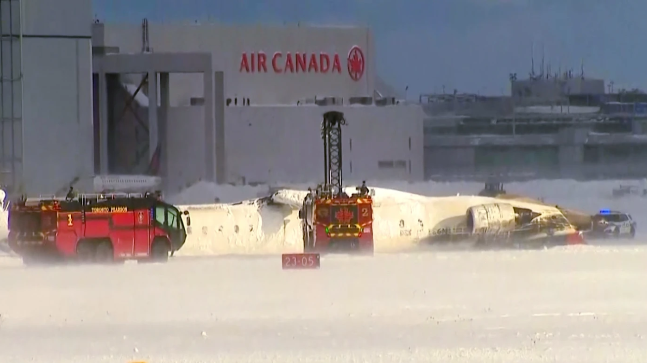 Toronto plane crash Delta Airlines flight overturns on runway