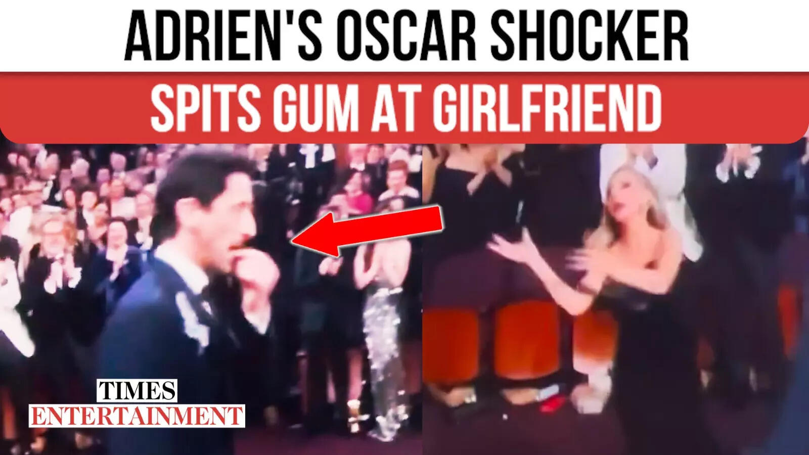 ‘Gross, Disgusting’, Actor Adrien Brody Flings Gum Mid-Stroll At The Oscars, Girlfriend Tries To Catch It | WATCH